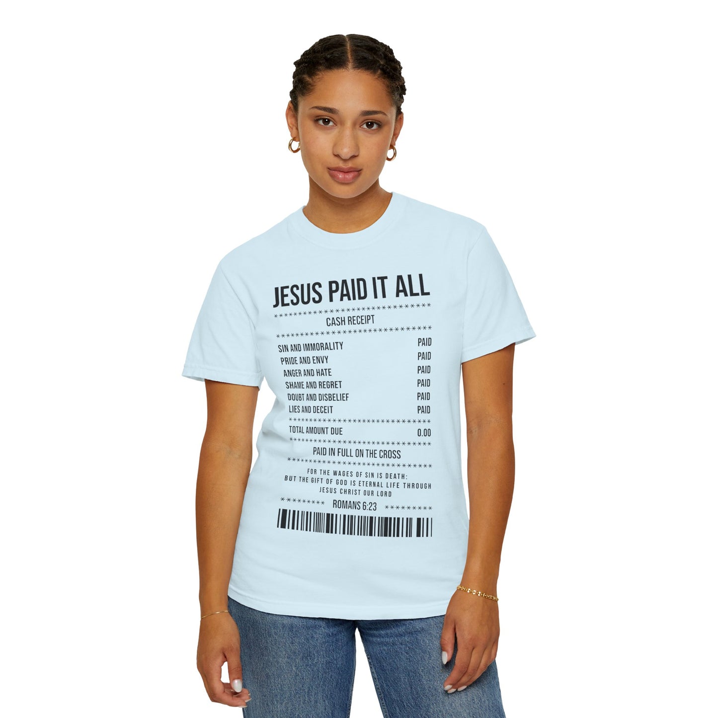 Jesus Paid It All T-Shirt — Christian Faith Receipt Graphic Tee