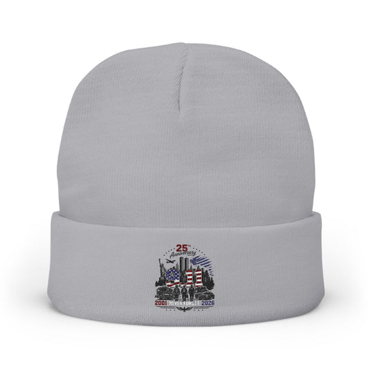 Embroidered 25th Anniversary Lighthouse Knit Beanie — Patriotic Memorial Winter Hat