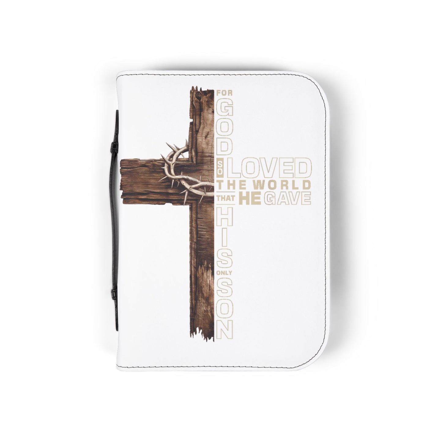 Bible Cover - 'For God So Loved the World' Cross Zippered Bible Case