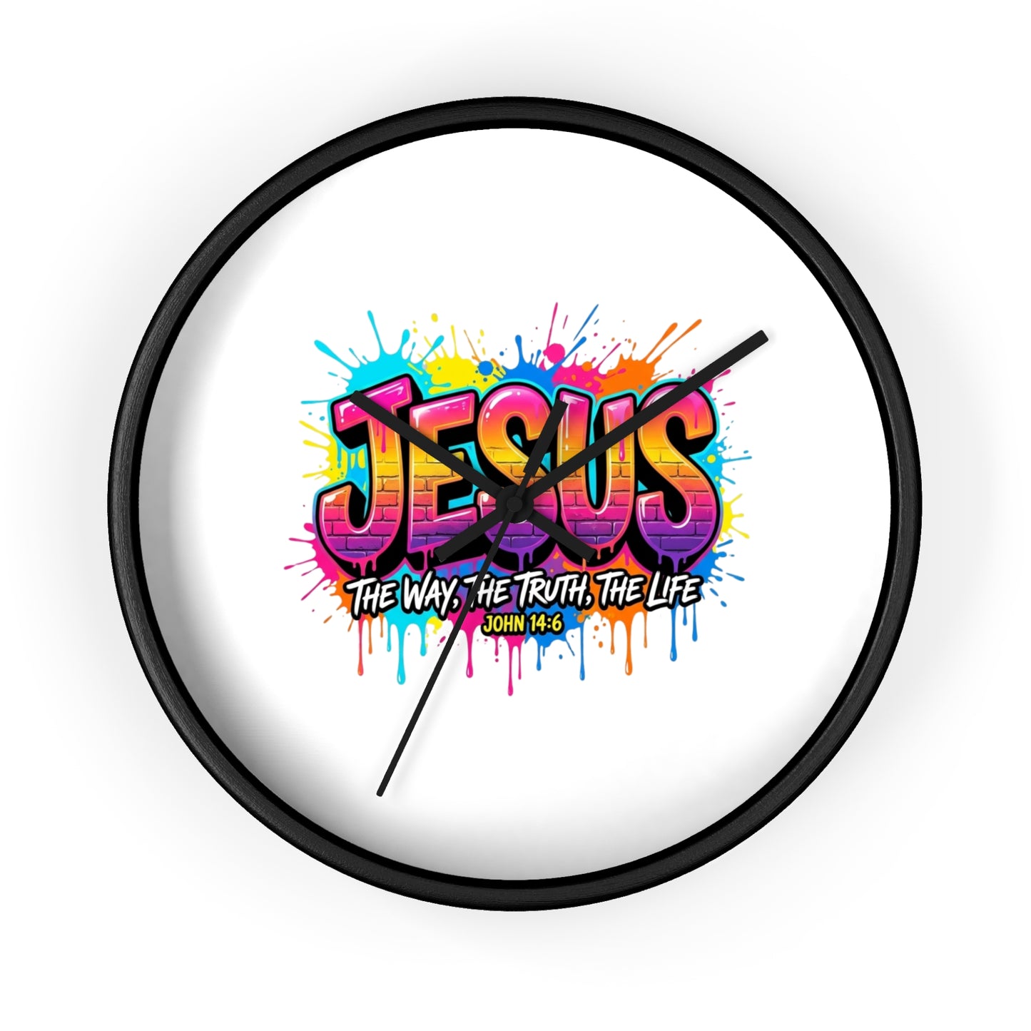 Jesus Graffiti Wall Clock — Colorful Faith Decor (John 14:6)