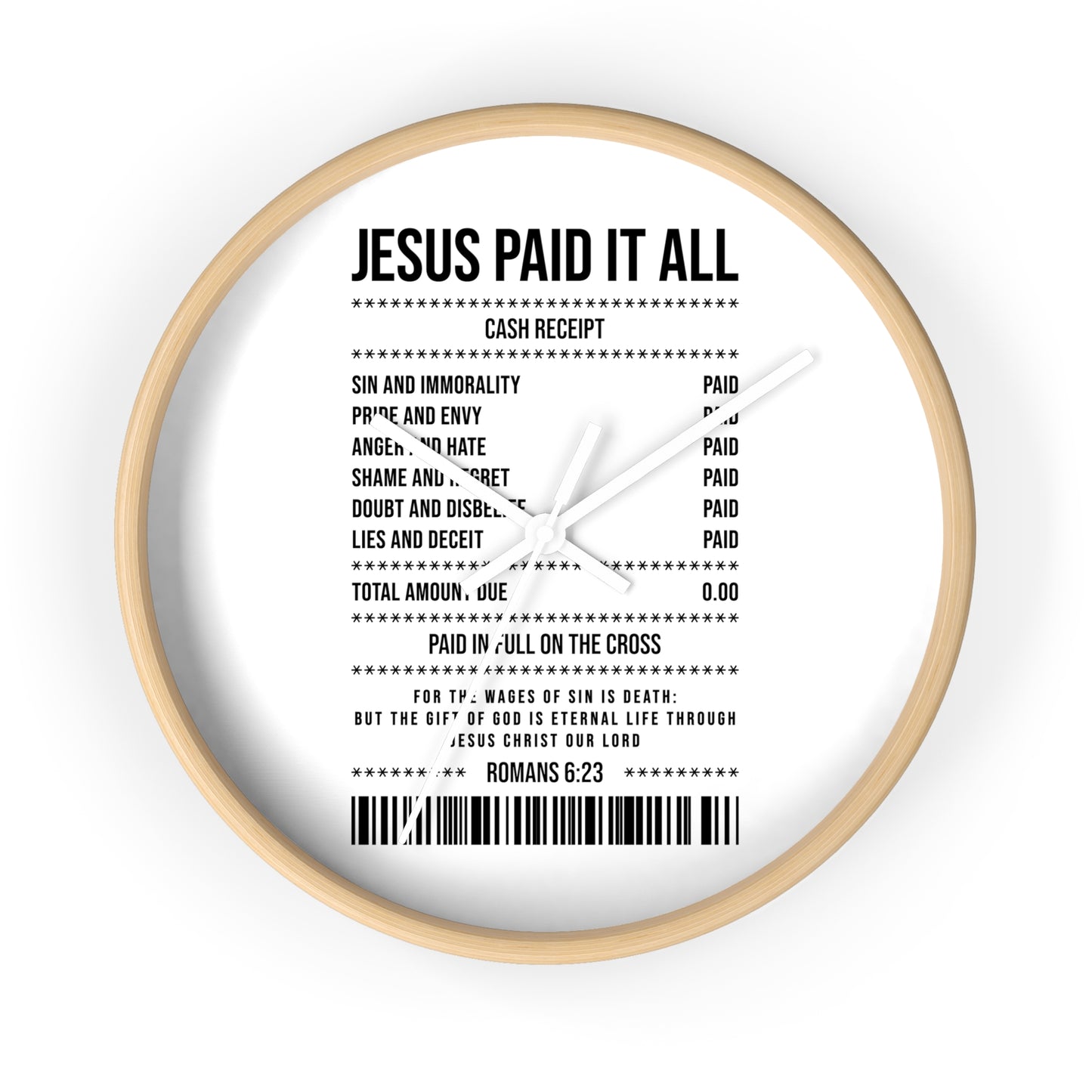 Jesus Paid It All Wall Clock — Christian Receipt Design Religious Home Décor