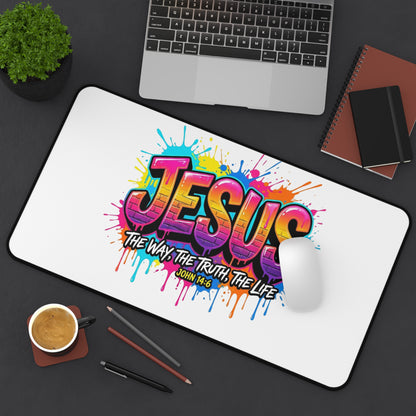 Jesus Graffiti Desk Mat — "The Way, The Truth, The Life" Christian Desk Pad