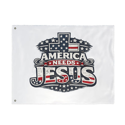 America Needs Jesus Flag — Double-Sided Patriotic Christian Garden Banner