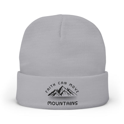 Embroidered 'Faith Can Move Mountains' Knit Beanie
