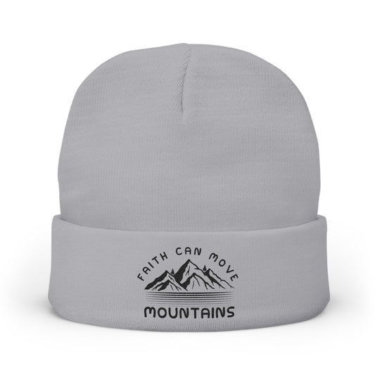 Embroidered 'Faith Can Move Mountains' Knit Beanie