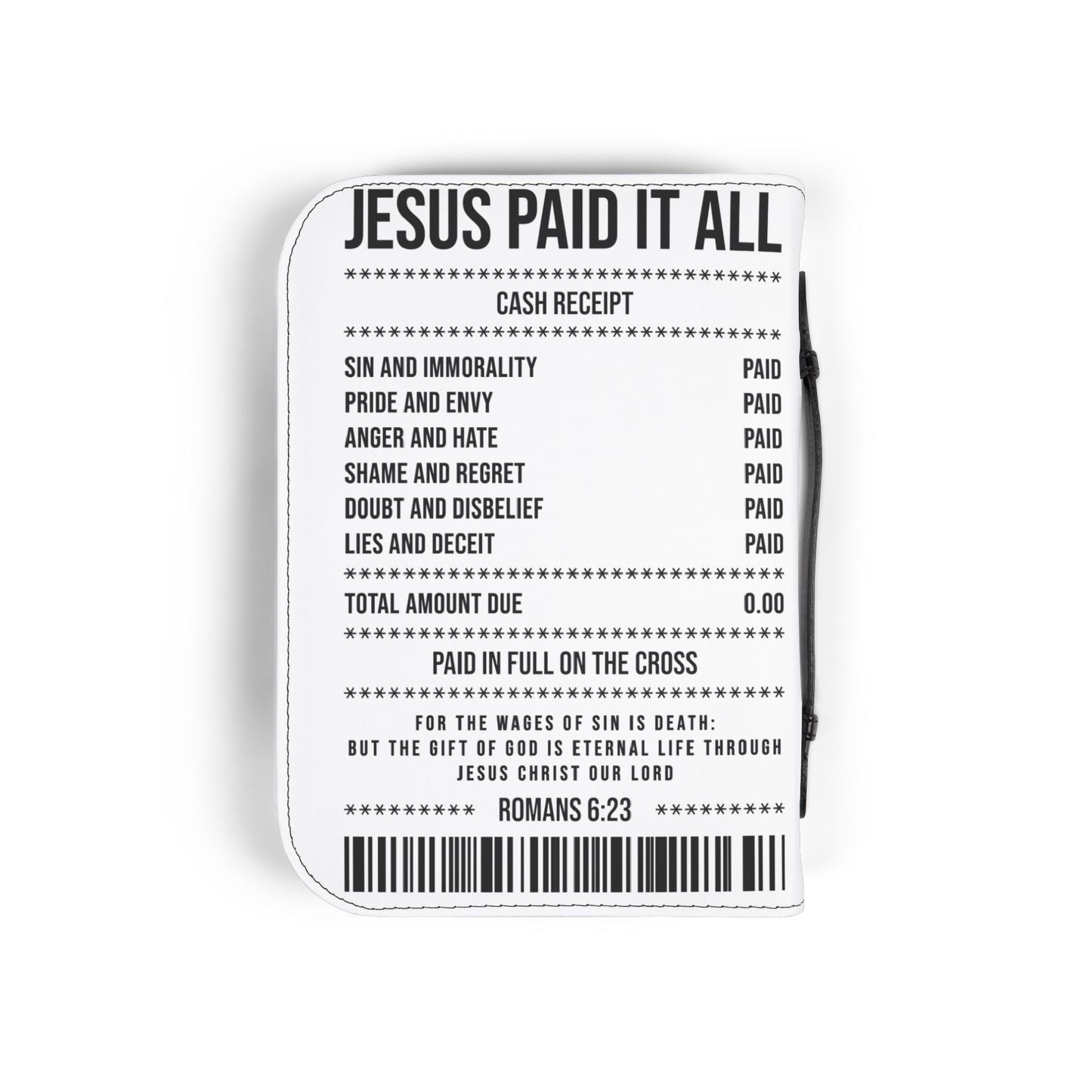 Bible Cover — "Jesus Paid It All" Receipt Design (Romans 6:23)