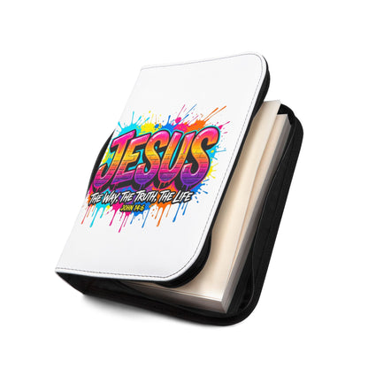 Bible Cover - Colorful 'JESUS: The Way, The Truth, The Life' Zippered Bible Cover (John 14:6)