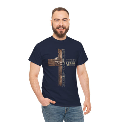 Christian Cross T‑Shirt — "For God Loved the World He Gave His Son" Inspirational Tee
