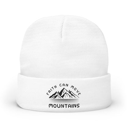 Embroidered 'Faith Can Move Mountains' Knit Beanie