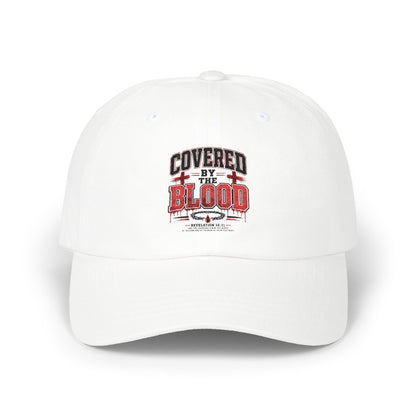 Dad Cap — "Covered by the Blood" Embroidered Christian Baseball Hat