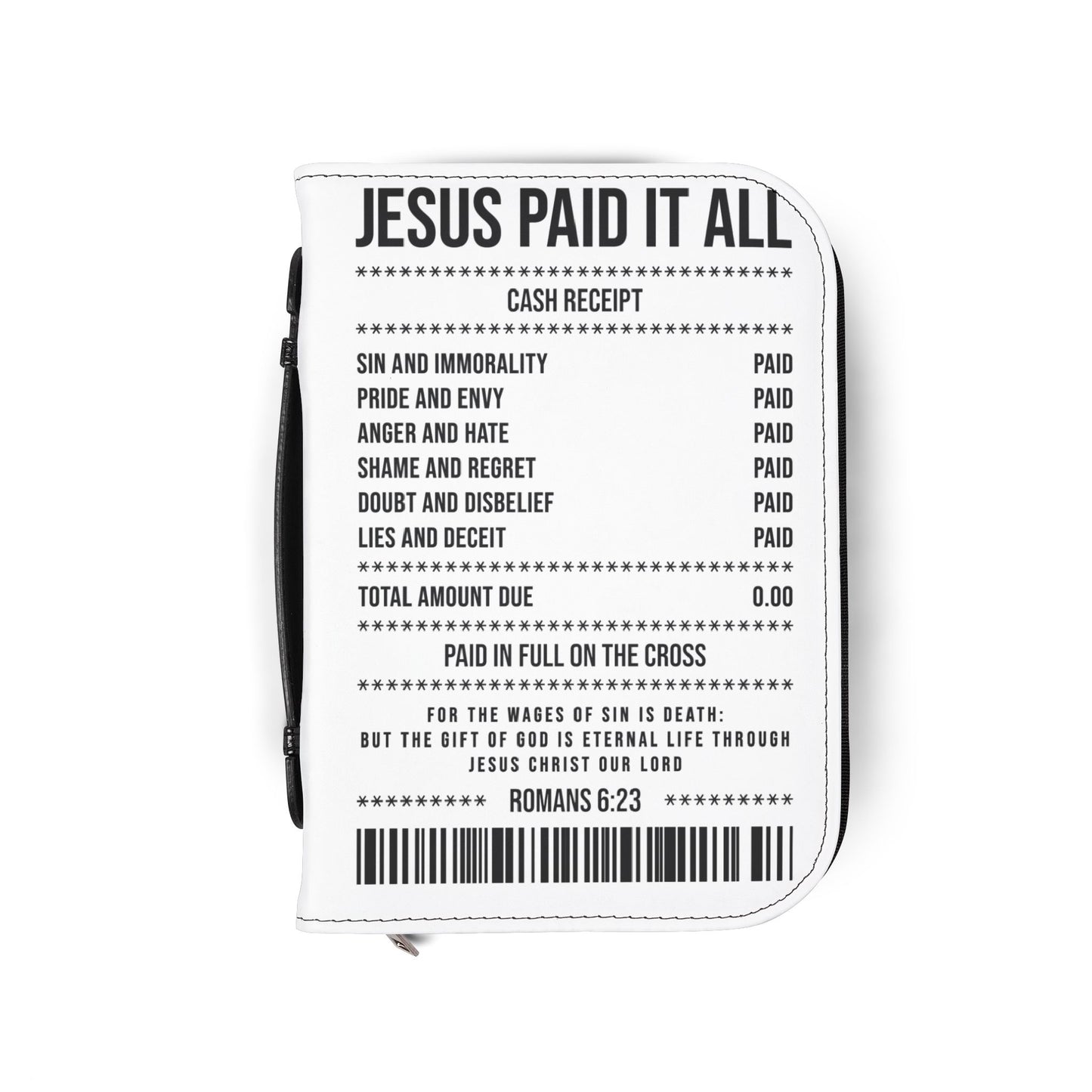 Bible Cover — "Jesus Paid It All" Receipt Design (Romans 6:23)