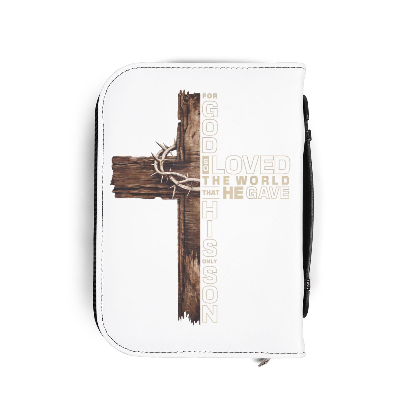 Bible Cover - 'For God So Loved the World' Cross Zippered Bible Case