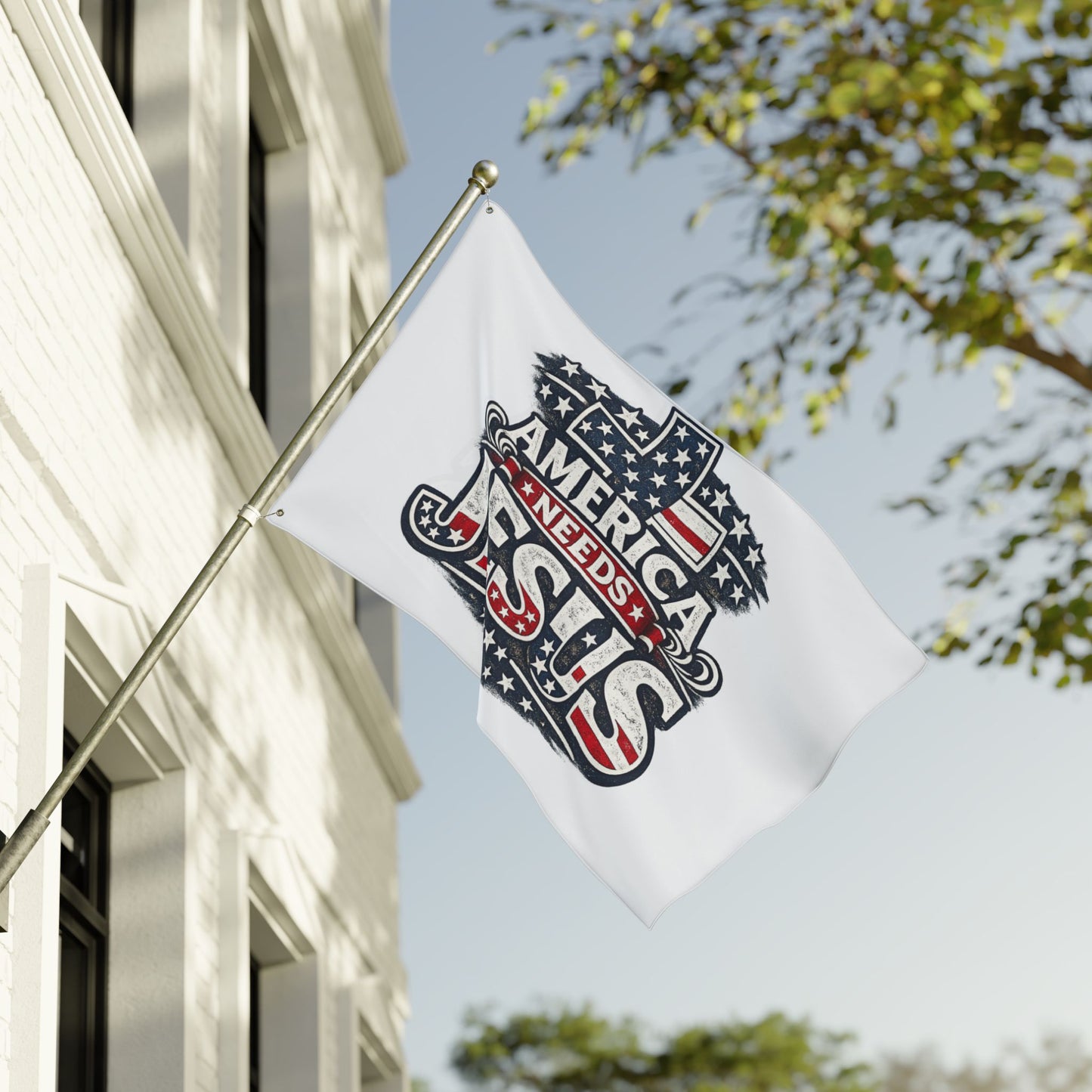 America Needs Jesus Flag — Double-Sided Patriotic Christian Garden Banner