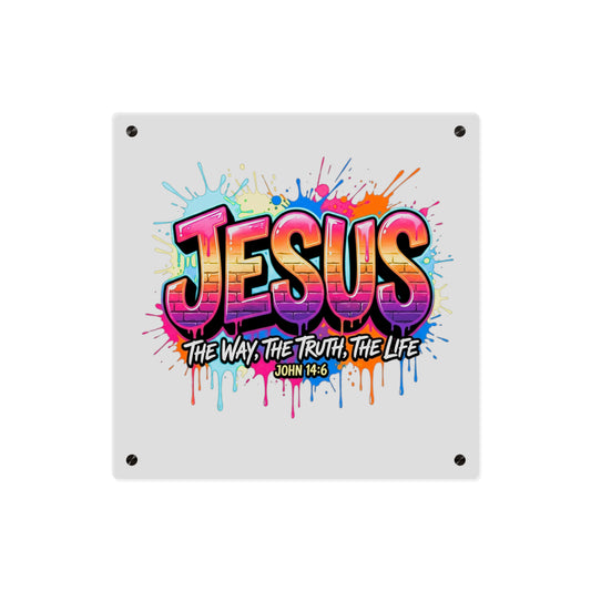 Acrylic Wall Art Panel — Colorful Graffiti 'JESUS: The Way, The Truth, The Life' (John 14:6)