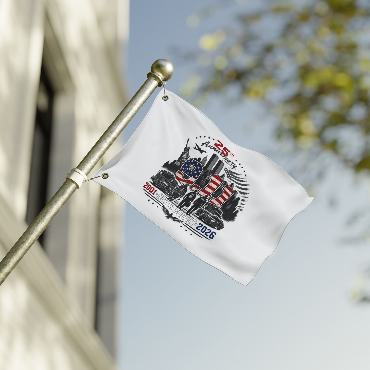 25th Anniversary 9/11 Memorial Flag - Double-Sided "Never Forget" Tribute (2001–2026)