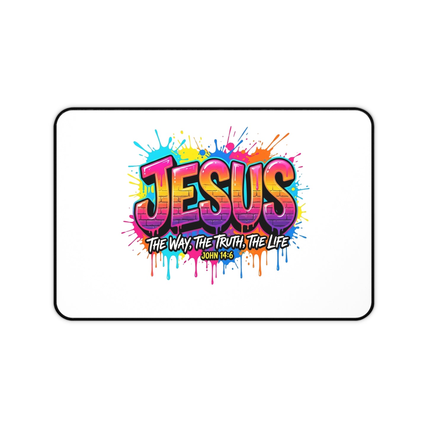 Jesus Graffiti Desk Mat — "The Way, The Truth, The Life" Christian Desk Pad