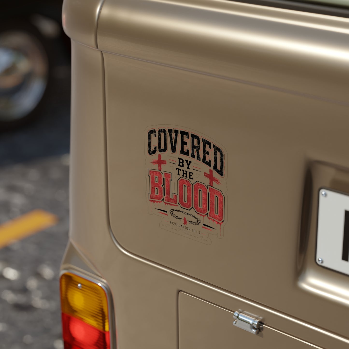 Sticker — "Covered by the Blood" Die-Cut Outdoor Faith Sticker