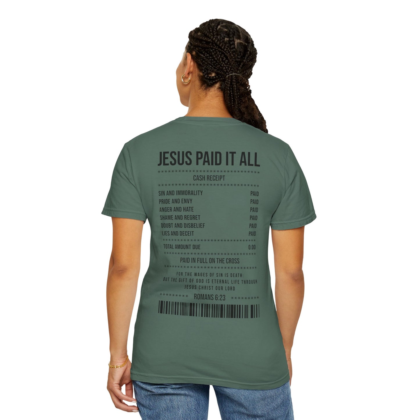 Jesus Paid It All T-Shirt — Christian Faith Receipt Graphic Tee
