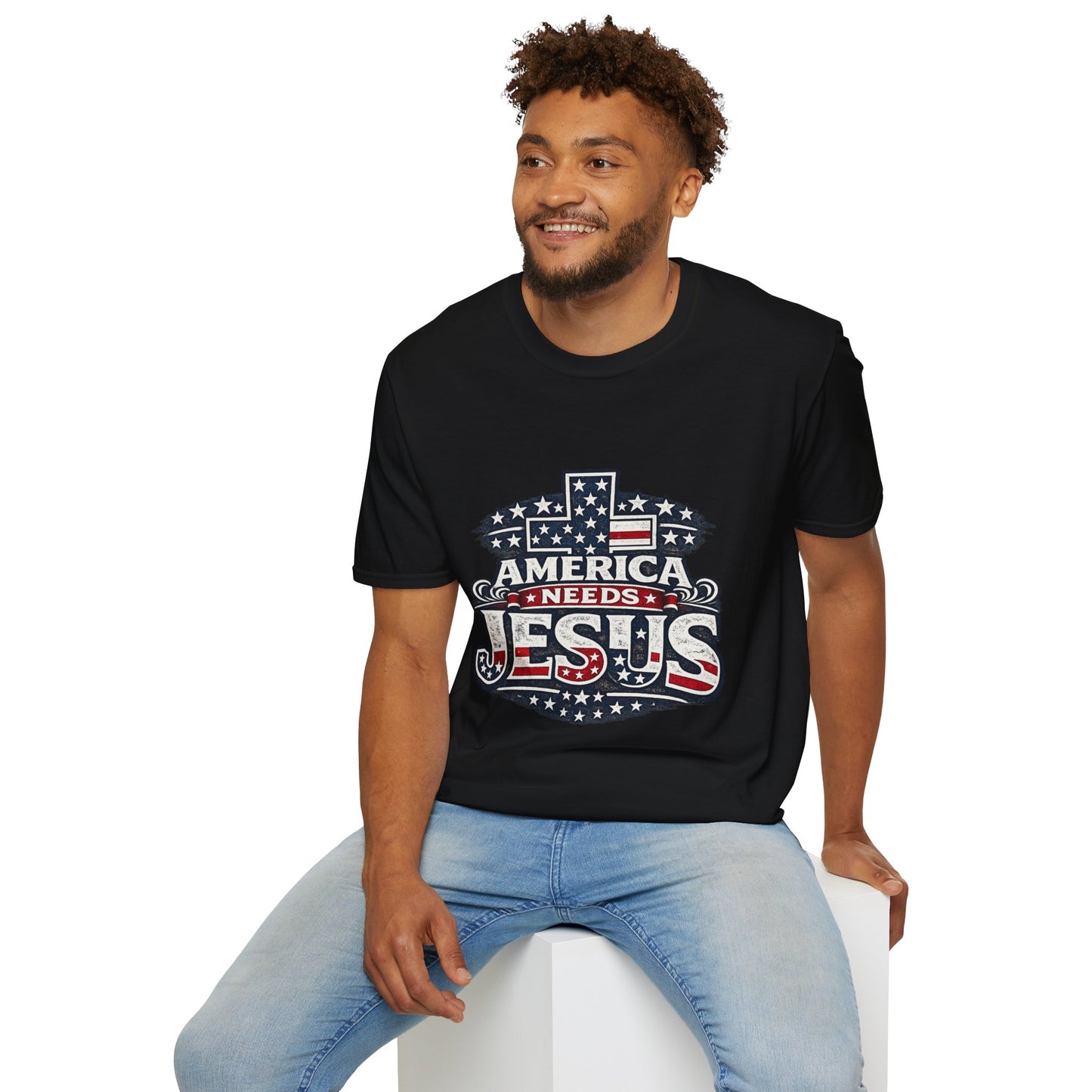 America Needs Jesus T‑Shirt — Patriotic Christian Tee