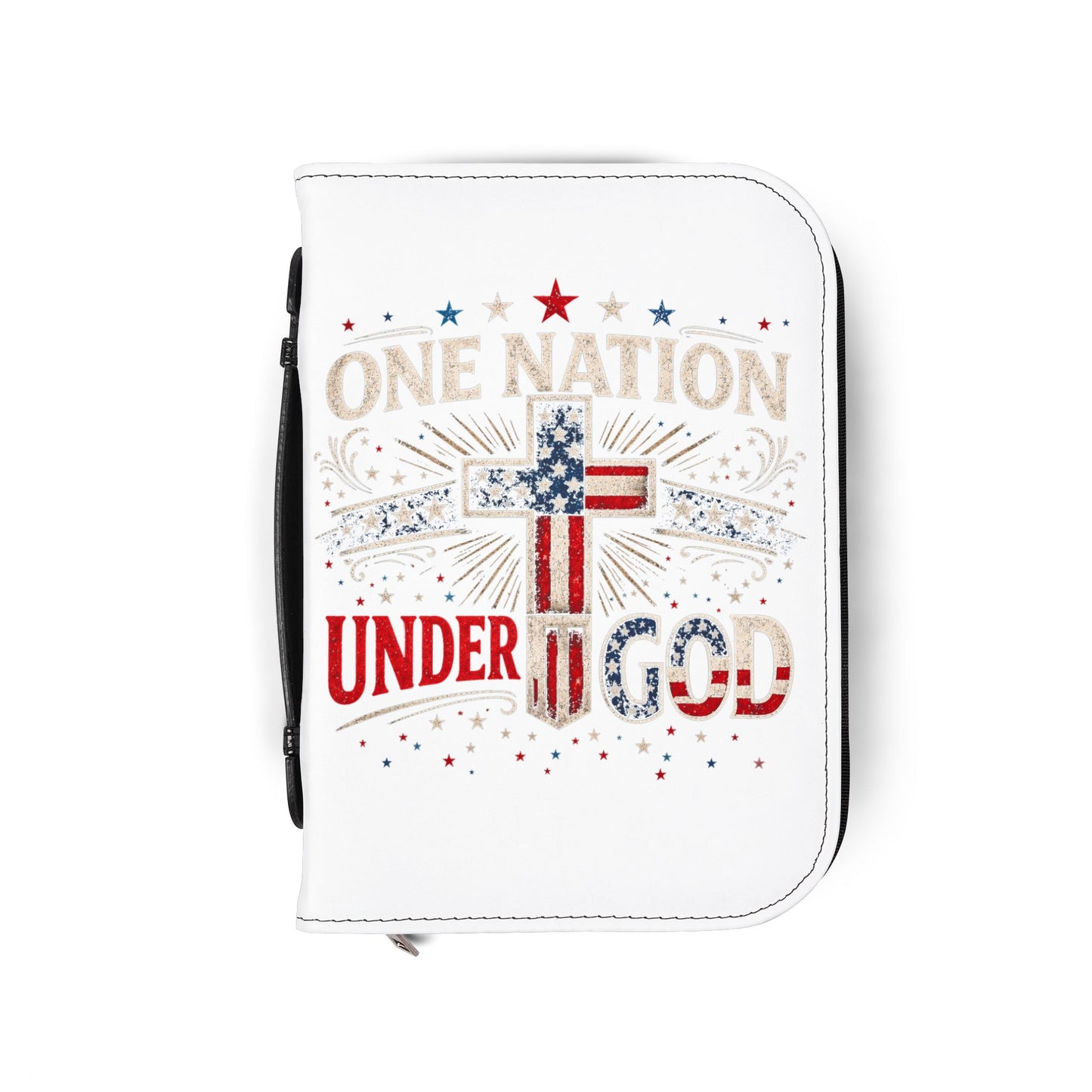 Bible Cover — "One Nation Under God" Patriotic Cross Bible Cover