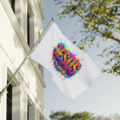 Jesus Graffiti Flag – "Jesus: The Way, The Truth, The Life" Double-Sided Christian Decor