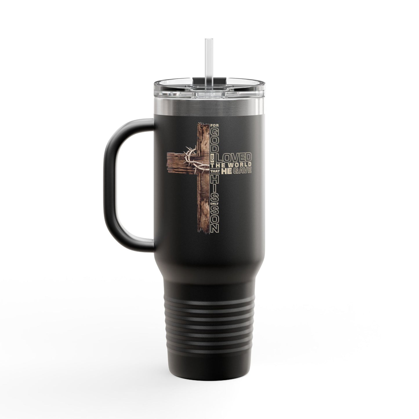 Religious Cross 40oz Insulated Travel Mug — Faith-Inspired Stainless Tumbler