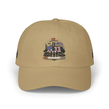 25th Anniversary Dad Cap — Retro Lighthouse & Harbor Embroidery