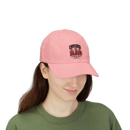 Dad Cap — "Covered by the Blood" Embroidered Christian Baseball Hat