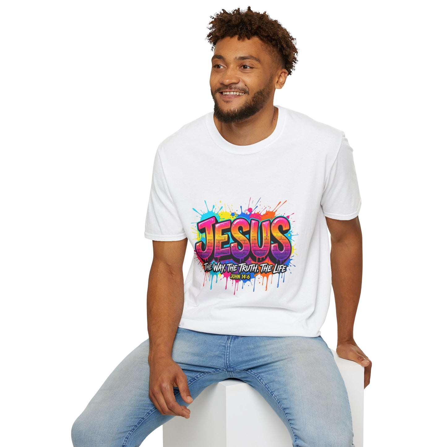 Jesus Graffiti T-Shirt — 'Jesus: The Way, The Truth, The Life' Colorful Faith Tee