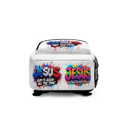 Jesus Graffiti Backpack — "The Way, The Truth, The Life" Christian Kids School Bag