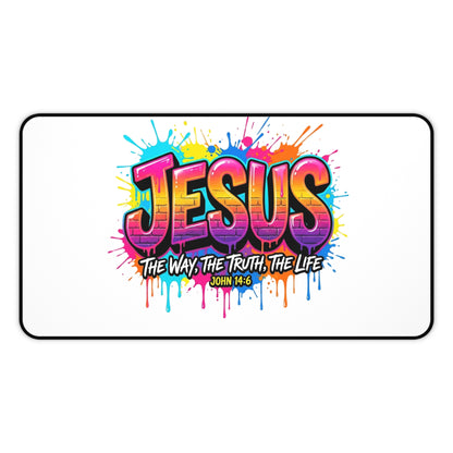 Jesus Graffiti Desk Mat — "The Way, The Truth, The Life" Christian Desk Pad
