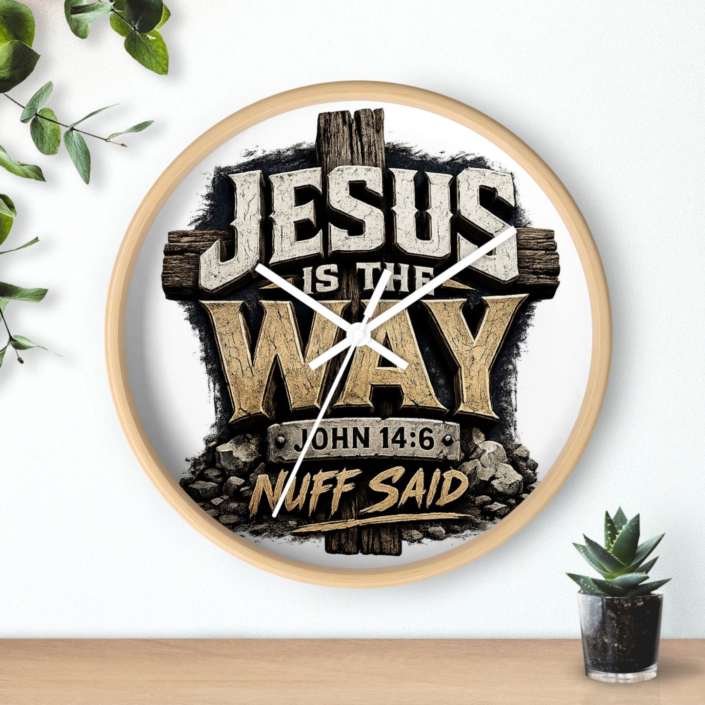 Jesus Is The Way Wall Clock — John 14:6 Inspirational Christian Home Decor