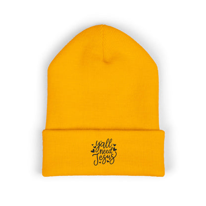 Embroidered 'Y'all Need Jesus' Cuffed Beanie