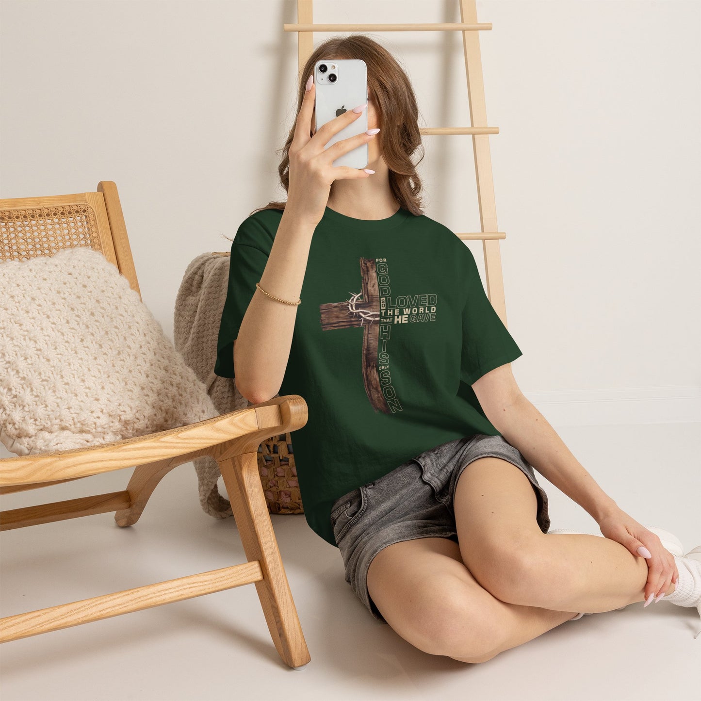 Christian Cross T‑Shirt — "For God Loved the World He Gave His Son" Inspirational Tee