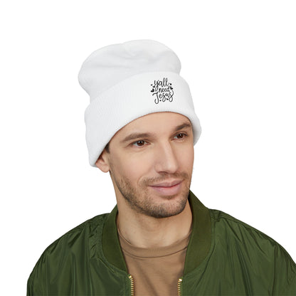 Embroidered 'Y'all Need Jesus' Cuffed Beanie