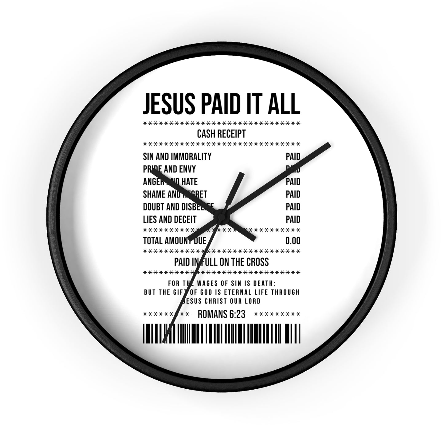 Jesus Paid It All Wall Clock — Christian Receipt Design Religious Home Décor