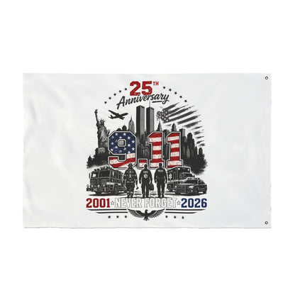 25th Anniversary 9/11 Memorial Flag - Double-Sided "Never Forget" Tribute (2001–2026)
