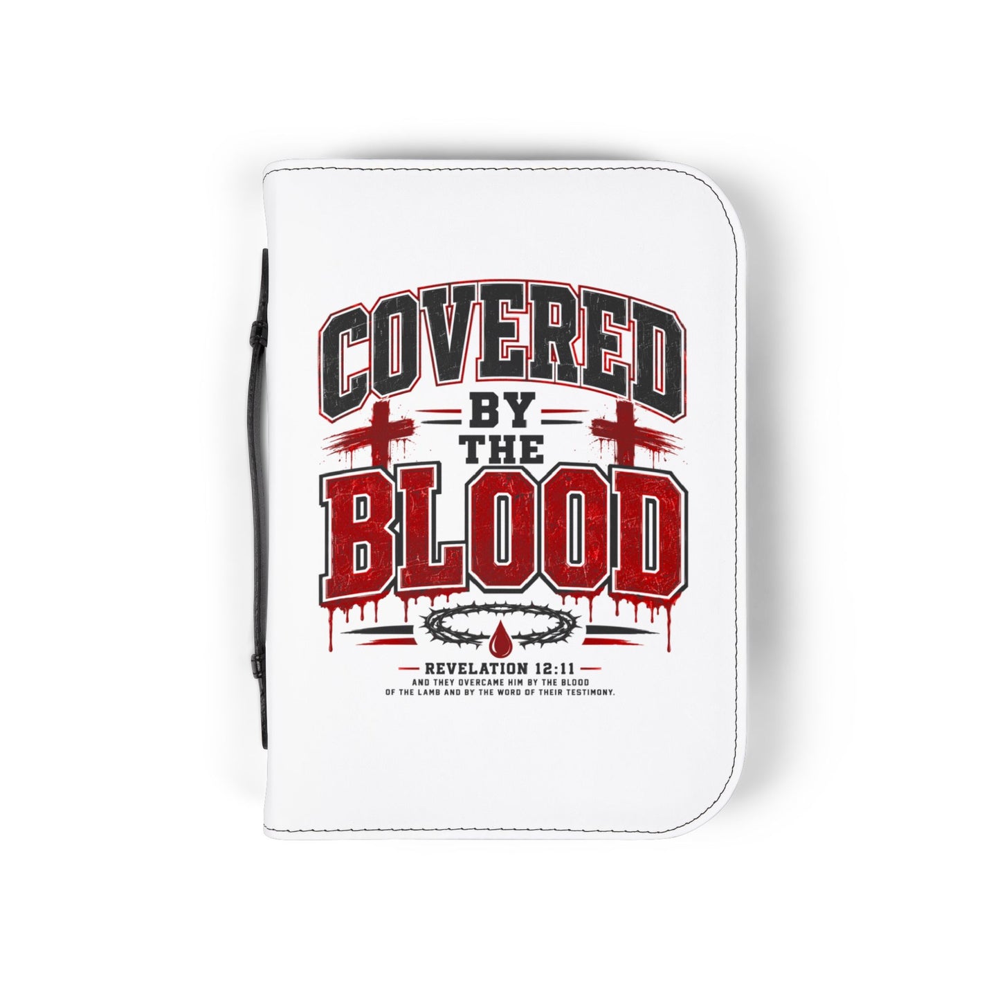 Covered by the Blood Bible Cover – Christian Zippered Bible Case with Cross Design