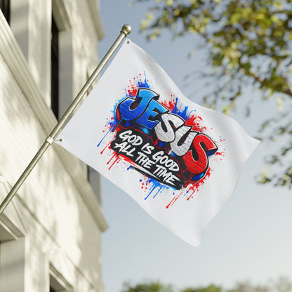Double-Sided Flag — 'JESUS: God Is Good All The Time' Graffiti Faith Banner