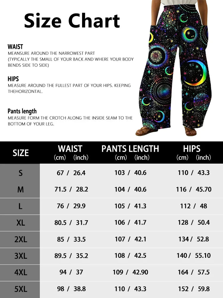 Graffiti Print Wide Leg Pants