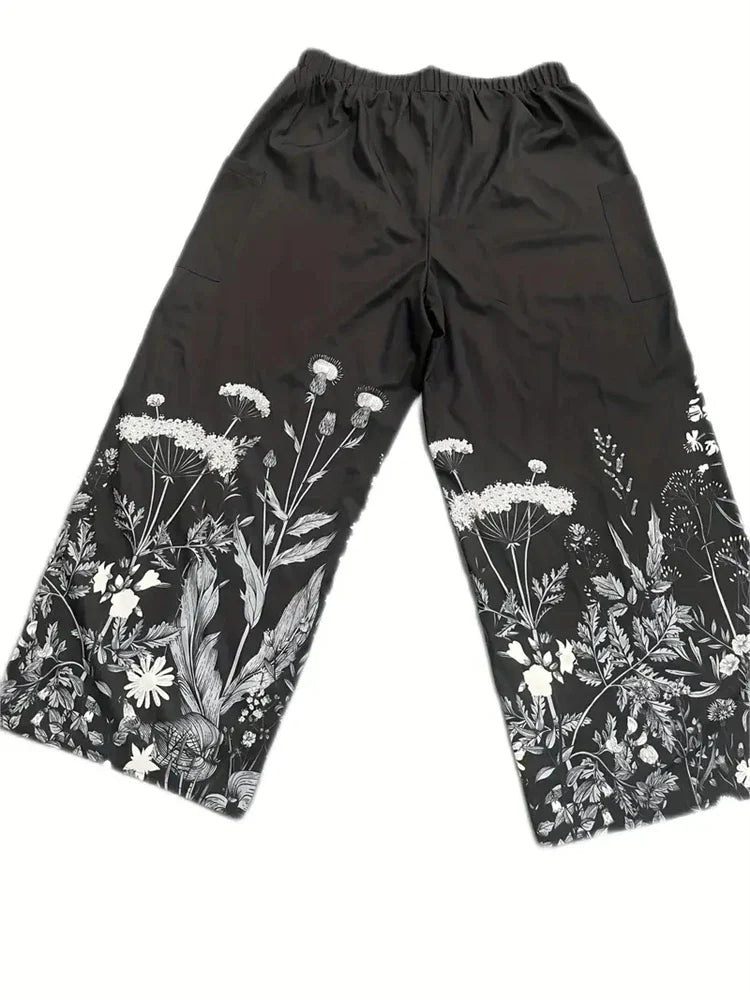 Graffiti Print Wide Leg Pants